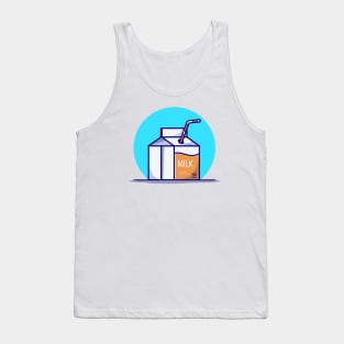 Milk Box Cartoon Vector Icon Illustration Tank Top